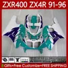 Fairings Kit For KAWASAKI NINJA ZX4R 400CC ZXR-400 1991 1992 1993 94 Cyan blue 95 96 Bodywork 138No.87 ZXR 400 CC ZX-4R ZX 4R Cowling ZXR400 91 92 93 1994 1995 1996 Body