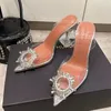 Amina Muaddi Damensandalen Begum Kristallverzierte Schnalle PVC-Pumps Luxus-Designer-Kleiderschuh Echte Rindsledersohle stellt 95-mm-Damenschuhe perfekt wieder her