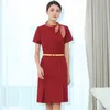 Asian Uniform Stewardess Dress Female Professional Robe Beauty Salon Hotel Etikett Försäljningsavdelning Arbetskläder anpassade