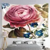 Wandteppich Rose Blütenöl Farbe Teppich Wand Hängendes Bohemian -Stil Hippie Äsths