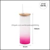 Tumblers Drinkware Kitchen Dining Bar Home Garden 500 ml sublimering Glasvatten Tumbler 17oz Gradient Frostade glasögon flaskor utomhus spo