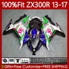 Carenature OEM per KAWASAKI NINJA EX ZX 3R 300 300R EX-300 ZX300 125No.158 ZX-3R Verde blu blk ZX-300R ZX3R ZX300R 13 14 15 2016 2017 EX300R 2013 2014 2015 16 17 Iniezione Corpo