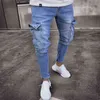 Mens Jeans Denim Pocket Pencil Cargo Pants Summer Autumn Thin Slim Regular Fit Jeans Men Elasticity Stretchy Trousers Male G0104