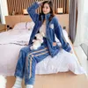 Pluche 5xl winter warm flanel dikke koraal fleece kawail cartoon hoge kraag pamas grote buste sweatshirt pak pocket lounge set 220329