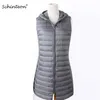 Schinteon Women Ultra Light Down Vest met capual Casual Long Slim Witte Duck Down Bottoming Vest Aankomst 201128