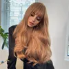 Wave long hair wig With Bangs for Women Natural Looking Synthetic Heat Resistant Wigs Daily Party Wig 26 Inches