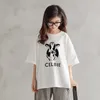 Roupa de verão para meninas T-shirt de desenho animado com calças xadrezas Conjunto de duas peças