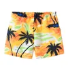 Children cartoon Dinosaur flower print Swim Trunks Summer Baby boys Board Beach Shorts adjustable belt colors Kids Clothing