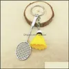 Anahtarlık moda aksesuarları mini badminton raket topları anahtar yüzük kolye 3D Keyfob Key