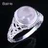 Anelli a grappolo BAIHE Sterling Silver 925 4.84ct Pink Flawless Round Genuine Quartz Wedding Women Trendy Fine Jewelry Ring