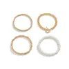 Cadena de eslabones Ingemark 4 Unids / set Perlas de Color Oro Perla Acrílico Pulsera Conjunto Para Mujeres Charm OT Hebilla Corazón Colgante Brazaletes Joyería GiftLink La