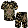 Summer Golden Lion 3D TEE TEE SZOŚCI SUPI MĘŻCZYZN SAWNY TAKI GRAFICZNY DWY KOŃCOWY Zestaw Hip Hop Fashion Short Sleeve 220719