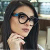 Okulary przeciwsłoneczne seksowne okulary lamparta rama kwadratowy spektakl przezroczysty soczewki krótkowzroczność Nerd Fałszywe designerskie okulary okulary do kobiet