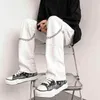 Pantaloni casual con catena di cotone Uomo Moda Nero Bianco Cargo Streetwear Allentato HipHop Dritto SXL J220629