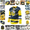 NCAA 2022 NCAA Custom Michigan Wolverines Maglia da hockey cucita 31 Strauss Mann 23 Jimmy Lambert 7 Nick Blankenburg 19 Brendan Brisson 43 Quinn