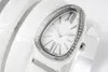 ساعة معصم النساء الفاخرة مصمم الماس مراقبة حركة الكوارتز الساعات السيراميك فرقة الياقوت الكريستال الزجاج