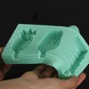 Ferramentas novas moldes de sorvete de silicone de verão verde com tampa com picolé reutilizável picolé picolé de desenho animado caseiro, fabricação de moldes de inventário de moldes