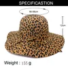 Stor brim leopardtryck filt kupol hatt wome fedora hattar fascinatorer hatt för kvinnor elegant diskett solskydd chapeau28101218612938