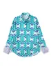 PBZA Women Fashion Floral Print Blouses Vintage Long Sleeve Buttonup met veren vrouwelijke shirts blusas tops 220707