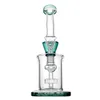 Elegant 10-tums Glass Bong: Lake Blue Mouthpiece, Circ Percolator, 14mm Female Joint