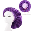 Solid Color Reversible Silkesly Satin Bonnets Dubbelskikt Sleep Night Cap Head Cover Bonnet Hat For For Curly Springy Hair DE555