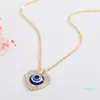 2022 new fashion Colorful Turkish Crystal Evil Blue Eyes Pendant Necklace Gold Silver Color 14mm Geometric Circular Coin Clavicle Necklaces Lucky Protection Jewel