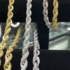 Filla a molla a molla a corda da 8 mm ghiacciata pietre zirconi cubici collana torsione per uomini hip hop gioielli 9897