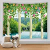 Tapisses rural jardin paysage tapissery fleur papillon vert plante mur suspendu hied mandala litspread bohemian art home salle décortape