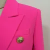 HIGH QUALITY Stylish Designer Blazer Women's Classic Double Breasted Lion Buttons Slim Fitting Blazer Jacket Pink 220402