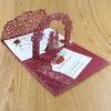 Convites de casamento com três dobras a laser escavado tridimensional criativo casamento carta de alta qualidade cartão de felicitações