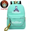 Backpack Green Game Genshin Impact Waterproof School For Girls Usb Charging Rucksack Women Travel Laptop Bags Keychain