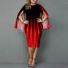 Sukienki plus size 2022 Autumn Elegancka Ombre Evening Party Dress Women Fashion Slit Długie rękawowe odzież Jona22