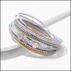 Charm Bracelets Jewelry Fashion Pu Leather Bracelet White Mti-Layer Bangle Magnetic Clasp Drop Delivery 2021 Xwidy