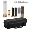 Hair Dryer Curler 5 in 1 Electric Curling Iron s Rollers With And Straightening Brush 220624