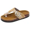 Slipper Kinder Hausschuhe Sommer Strand Kinder Kork Sandalen Bling Pailletten Für Familie Schuhe Leopard Barfuß Wohnungen Mädchen SlipperSlipper