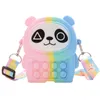 Pop Cute Panda Bubble Geldbörse Umhängetasche Regenbogen Umhängetasche Push Bubble Fidget Toy Handtasche für Kinder