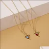 Colares pendentes Moda Moda Cristal Cristal Animal Hummingbird Colar Gold Clavicle Chain Swallow Bird Bird Zircon Jewelry Deliver