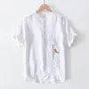 T-shirt da uomo 2022 arrivo stile cinese manica corta da uomo ricamato confortevole puro lino ricamo abbigliamento magliette M-XXXL