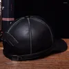 Bollm￶ssor ￤kta l￤der m￤n baseball cap hatt m￤rke m￤ns riktiga vuxna solida justerbara m￶ssor/hattsball