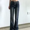 HEYounGIRL Casual Vintage Black Jeans Femmes Années 2000 Esthétique Maigre Pantalon Évasé Capris avec Ceinture Mode Pantalon Coréen 220701