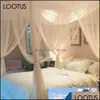 Mosquito Net Bedding Supplies Home Textiles Garden 4 Doors Open Bed Canopy Netting Square Summer Fl Queen King Rec Elegant Accessories Mes