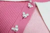 519 2022 Summer Kint Short Sleeve Lapel Neck märke samma stil tröja rosa pullover kvinnors kläder binfen