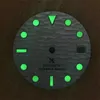 Kits d'outils de réparation cadran à motif ondulé 28.5mm montre pour NH35 SKX007 4R36 7S26 mouvement vert lumineux Hele22