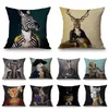 Cushion/Decorative Pillow Nordic Art Posters Style Decorative Cushion Cover Zebra Giraffe Elephant Horse Fashion Animal Wearing Hat Sofa Thr