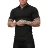 Camisetas masculinas camiseta preta camisetas homens homens moda lazer esportes fitness cor sólida zíper raglan tirina camiseta curta