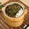 Serisuppsättningar uppsättning av trä koreanska sushi ris skål lidded blandning badkar kokta server japanska köket hinkdinnerware cligt warewaredInerwareware