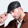 Harppihop Fur New Design Men 100 Cap in pelle Giornale Boy Berretto Cappello da cabbie Cappello da golf Cappellini in pelle di pecora J220722