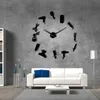 거울 효과 툴킷이 있는 벽시계 이발소 거대한 시계 장식용 프레임리스 시계 미용사 미술 장식벽시계벽