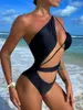 Women's Swimwear Sexy Asymmetric Cut Out Monokini One Piece Swimsuit Women Shoulder Female Bather Bathing Suit Swim LadyWomen's