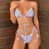 Stampa floreale Bikini Fasciatura Halter String Costume da bagno Palm Biquini Set Perizoma Costume da bagno Donna Costumi da bagno Vintage 2 pezzi Beachwear 220527